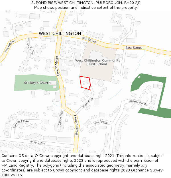 3, POND RISE, WEST CHILTINGTON, PULBOROUGH, RH20 2JP: Location map and indicative extent of plot