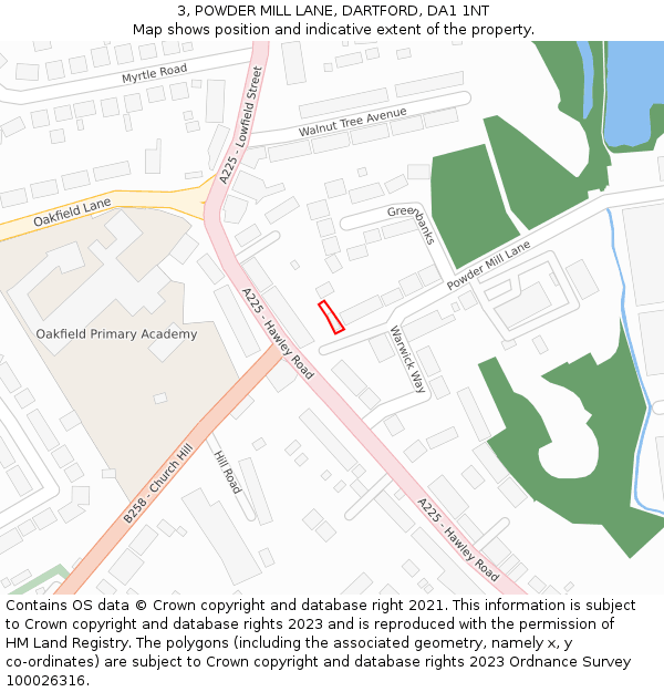 3, POWDER MILL LANE, DARTFORD, DA1 1NT: Location map and indicative extent of plot