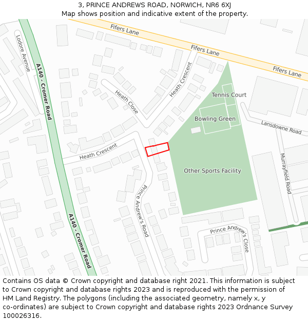 3, PRINCE ANDREWS ROAD, NORWICH, NR6 6XJ: Location map and indicative extent of plot