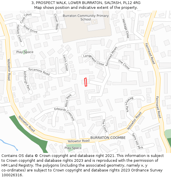 3, PROSPECT WALK, LOWER BURRATON, SALTASH, PL12 4RG: Location map and indicative extent of plot