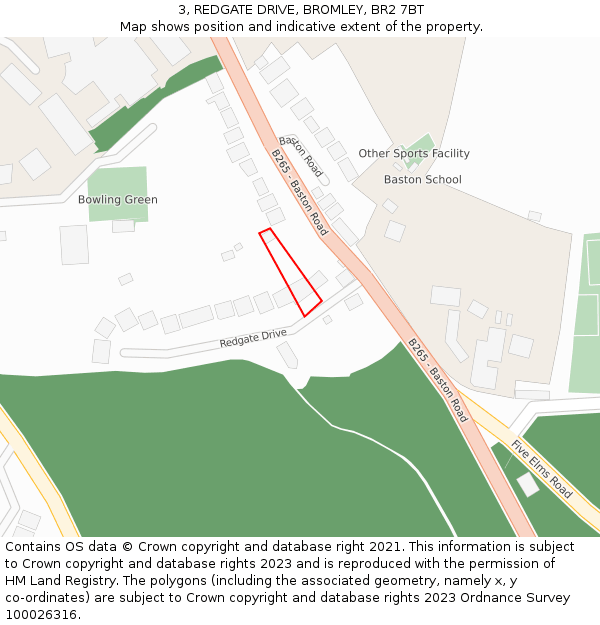 3, REDGATE DRIVE, BROMLEY, BR2 7BT: Location map and indicative extent of plot