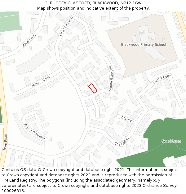 3, RHODFA GLASCOED, BLACKWOOD, NP12 1GW: Location map and indicative extent of plot