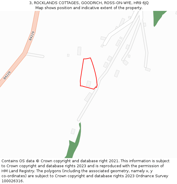 3, ROCKLANDS COTTAGES, GOODRICH, ROSS-ON-WYE, HR9 6JQ: Location map and indicative extent of plot