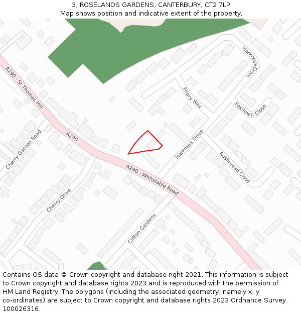 3, ROSELANDS GARDENS, CANTERBURY, CT2 7LP: Location map and indicative extent of plot