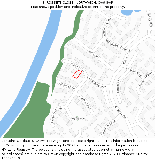 3, ROSSETT CLOSE, NORTHWICH, CW9 8WP: Location map and indicative extent of plot