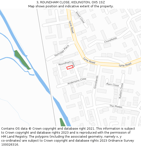 3, ROUNDHAM CLOSE, KIDLINGTON, OX5 1SZ: Location map and indicative extent of plot