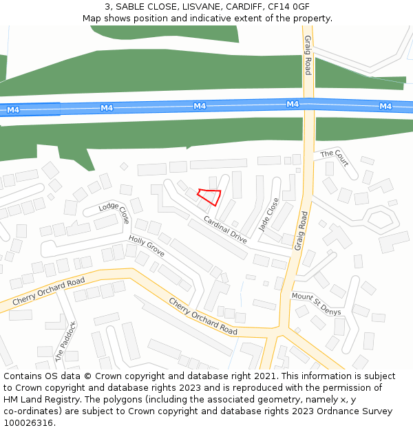 3, SABLE CLOSE, LISVANE, CARDIFF, CF14 0GF: Location map and indicative extent of plot