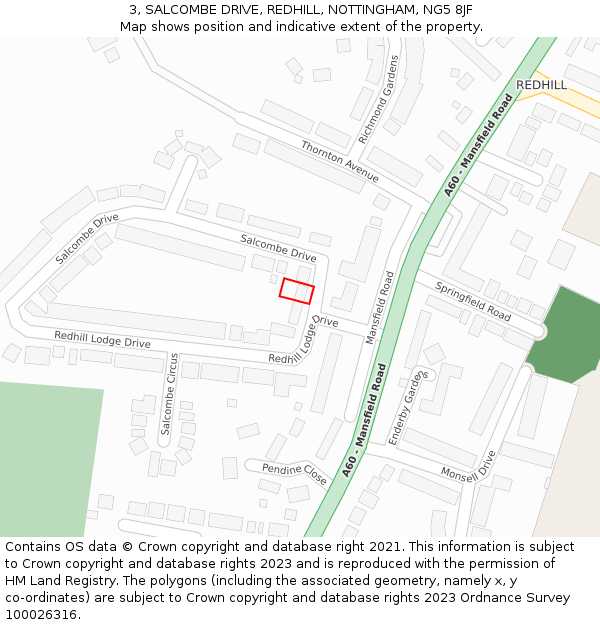 3, SALCOMBE DRIVE, REDHILL, NOTTINGHAM, NG5 8JF: Location map and indicative extent of plot