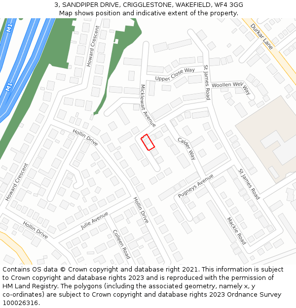 3, SANDPIPER DRIVE, CRIGGLESTONE, WAKEFIELD, WF4 3GG: Location map and indicative extent of plot