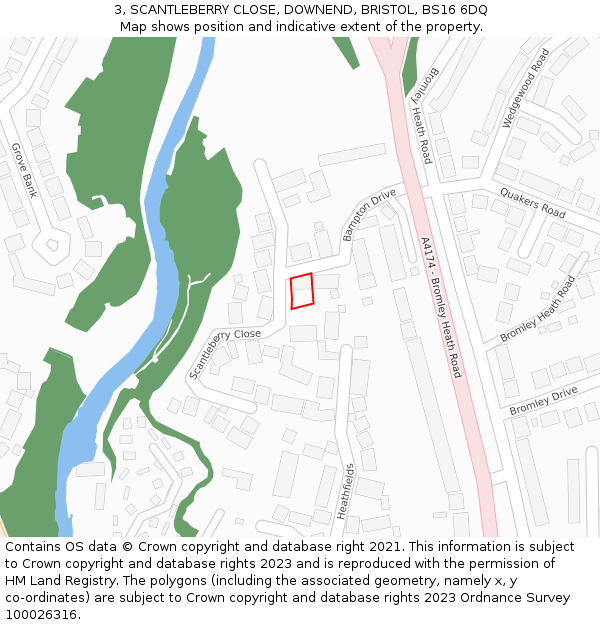 3, SCANTLEBERRY CLOSE, DOWNEND, BRISTOL, BS16 6DQ: Location map and indicative extent of plot