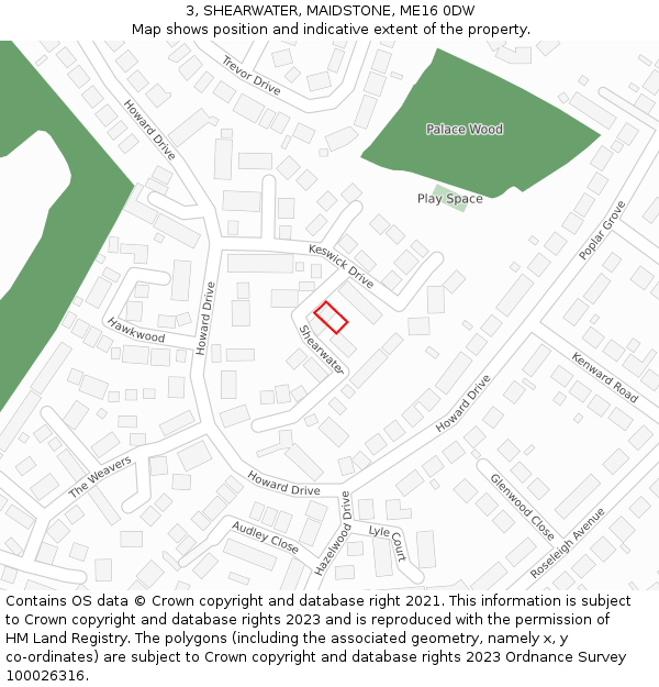 3, SHEARWATER, MAIDSTONE, ME16 0DW: Location map and indicative extent of plot