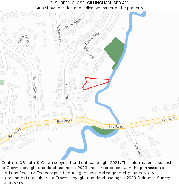 3, SHREEN CLOSE, GILLINGHAM, SP8 4EN: Location map and indicative extent of plot