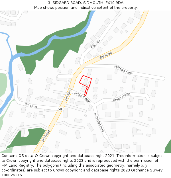 3, SIDGARD ROAD, SIDMOUTH, EX10 9DA: Location map and indicative extent of plot