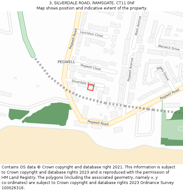 3, SILVERDALE ROAD, RAMSGATE, CT11 0NF: Location map and indicative extent of plot