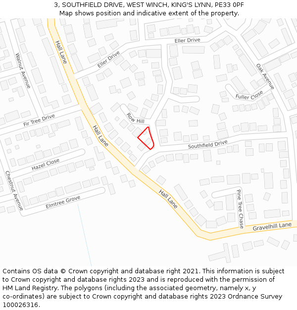 3, SOUTHFIELD DRIVE, WEST WINCH, KING'S LYNN, PE33 0PF: Location map and indicative extent of plot