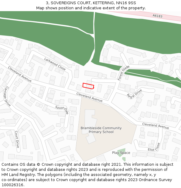3, SOVEREIGNS COURT, KETTERING, NN16 9SS: Location map and indicative extent of plot