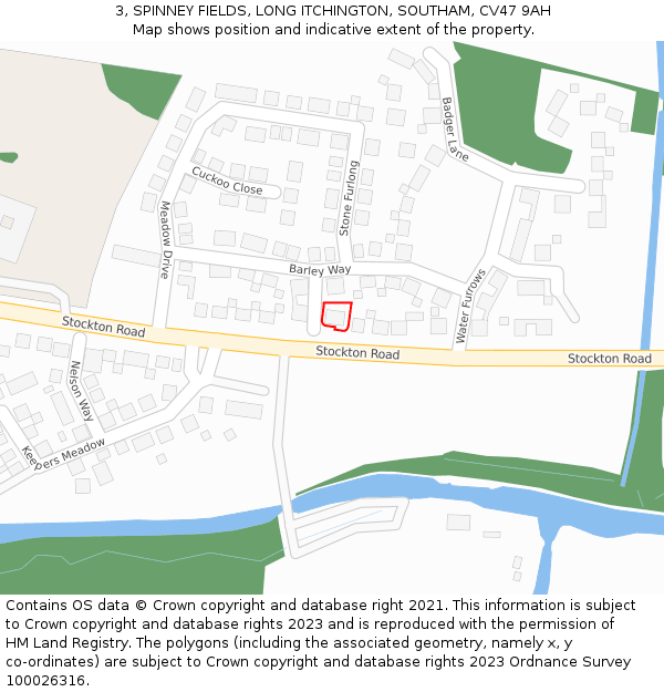 3, SPINNEY FIELDS, LONG ITCHINGTON, SOUTHAM, CV47 9AH: Location map and indicative extent of plot