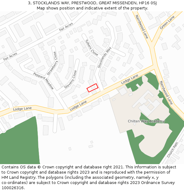 3, STOCKLANDS WAY, PRESTWOOD, GREAT MISSENDEN, HP16 0SJ: Location map and indicative extent of plot