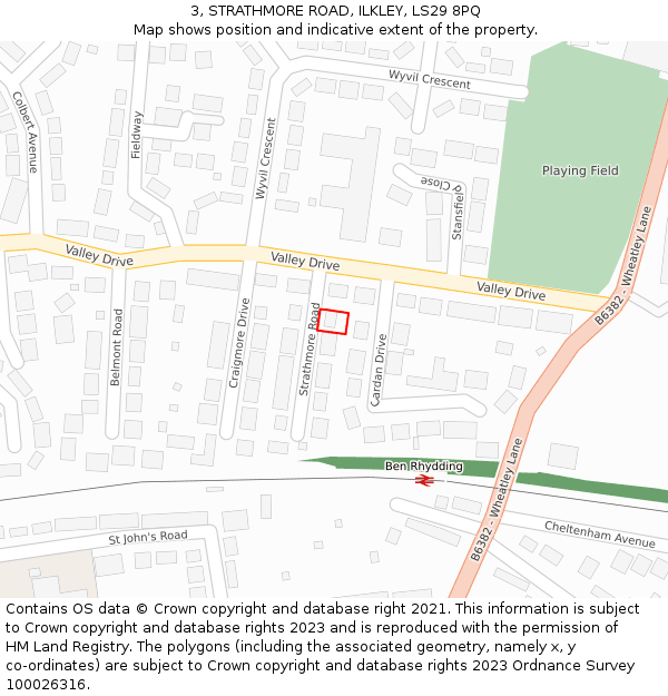 3, STRATHMORE ROAD, ILKLEY, LS29 8PQ: Location map and indicative extent of plot