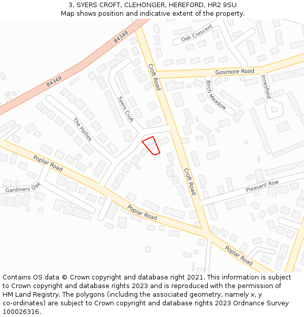 3, SYERS CROFT, CLEHONGER, HEREFORD, HR2 9SU: Location map and indicative extent of plot