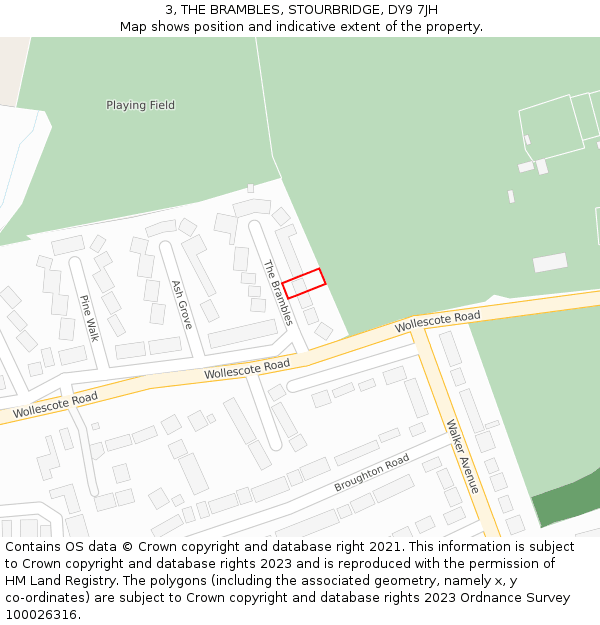 3, THE BRAMBLES, STOURBRIDGE, DY9 7JH: Location map and indicative extent of plot