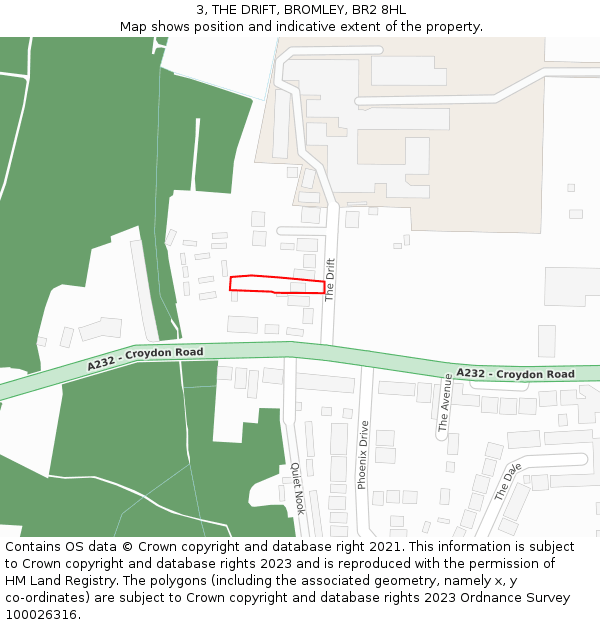 3, THE DRIFT, BROMLEY, BR2 8HL: Location map and indicative extent of plot