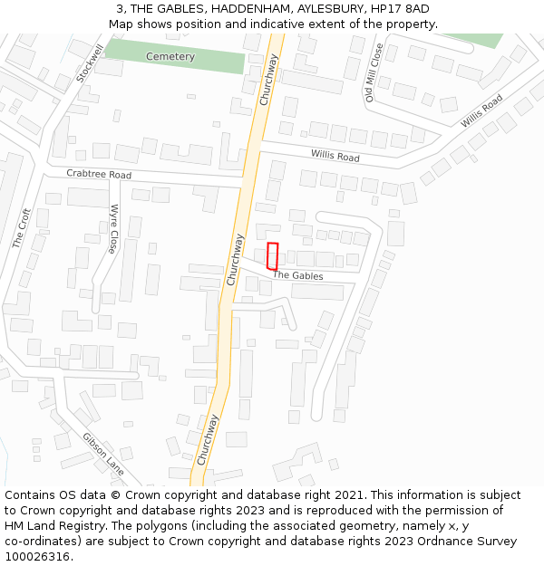 3, THE GABLES, HADDENHAM, AYLESBURY, HP17 8AD: Location map and indicative extent of plot