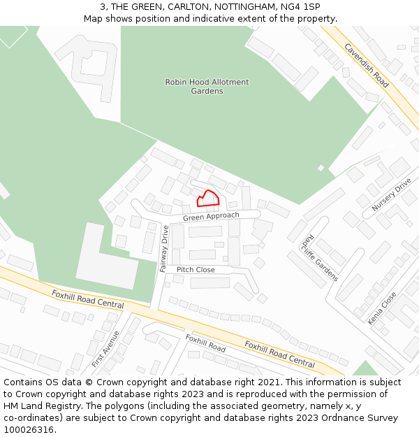 3, THE GREEN, CARLTON, NOTTINGHAM, NG4 1SP: Location map and indicative extent of plot