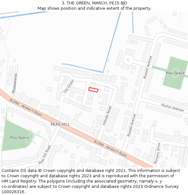 3, THE GREEN, MARCH, PE15 8JD: Location map and indicative extent of plot