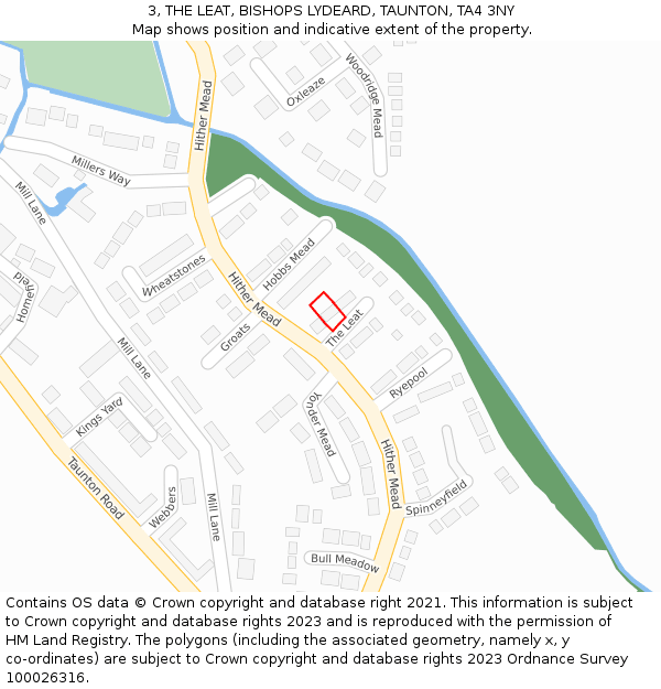 3, THE LEAT, BISHOPS LYDEARD, TAUNTON, TA4 3NY: Location map and indicative extent of plot