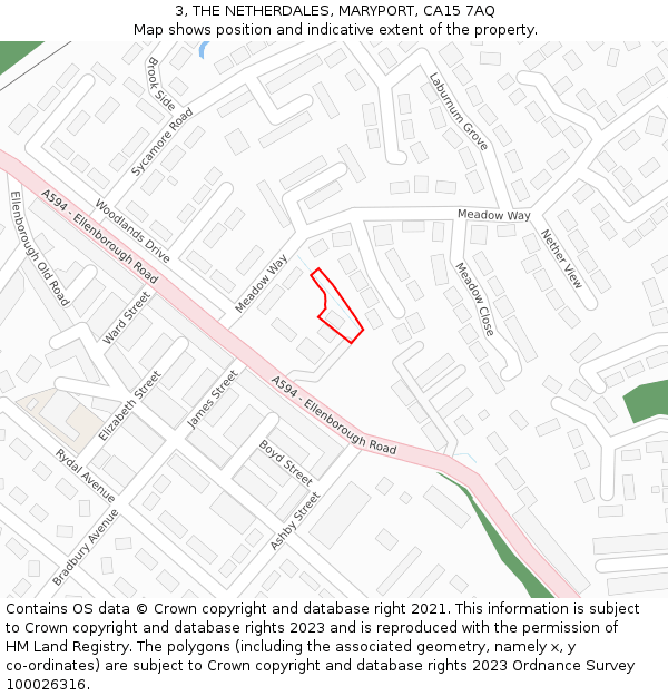 3, THE NETHERDALES, MARYPORT, CA15 7AQ: Location map and indicative extent of plot