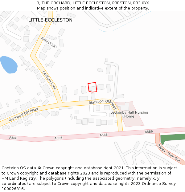 3, THE ORCHARD, LITTLE ECCLESTON, PRESTON, PR3 0YX: Location map and indicative extent of plot