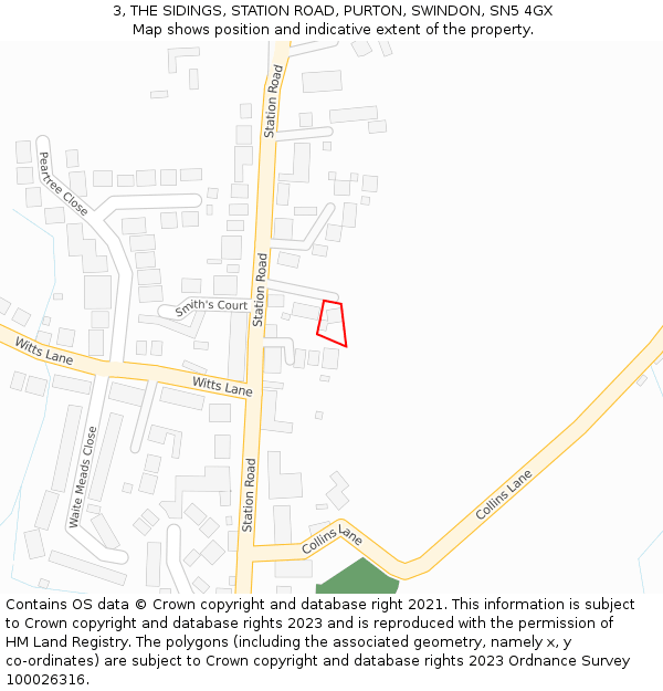 3, THE SIDINGS, STATION ROAD, PURTON, SWINDON, SN5 4GX: Location map and indicative extent of plot