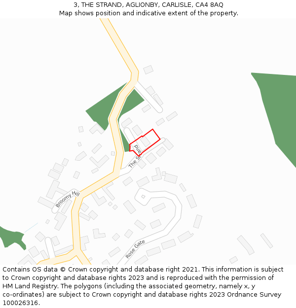 3, THE STRAND, AGLIONBY, CARLISLE, CA4 8AQ: Location map and indicative extent of plot