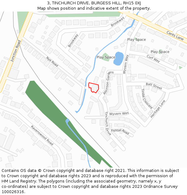 3, TINCHURCH DRIVE, BURGESS HILL, RH15 0XJ: Location map and indicative extent of plot