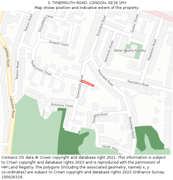 3, TYNEMOUTH ROAD, LONDON, SE18 1PH: Location map and indicative extent of plot