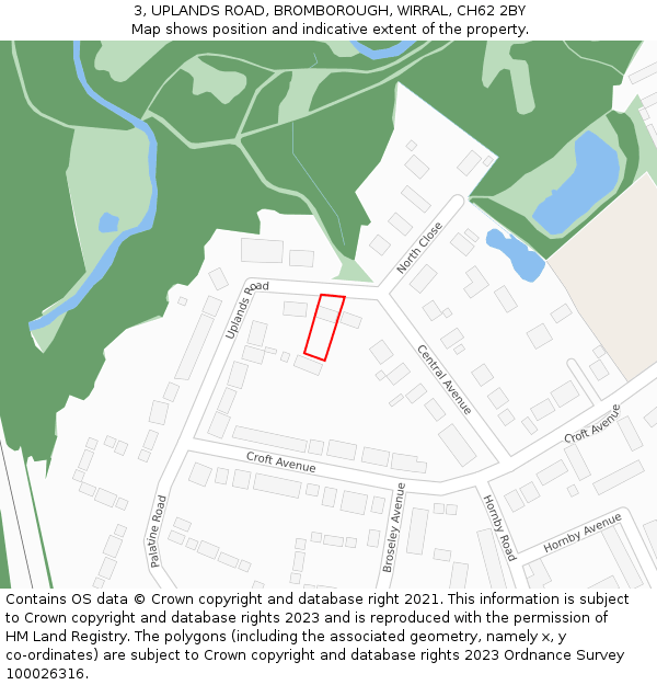 3, UPLANDS ROAD, BROMBOROUGH, WIRRAL, CH62 2BY: Location map and indicative extent of plot