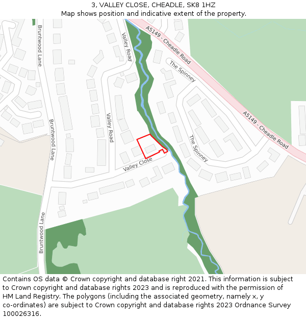 3, VALLEY CLOSE, CHEADLE, SK8 1HZ: Location map and indicative extent of plot