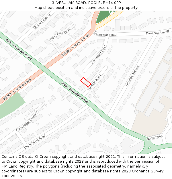 3, VERULAM ROAD, POOLE, BH14 0PP: Location map and indicative extent of plot