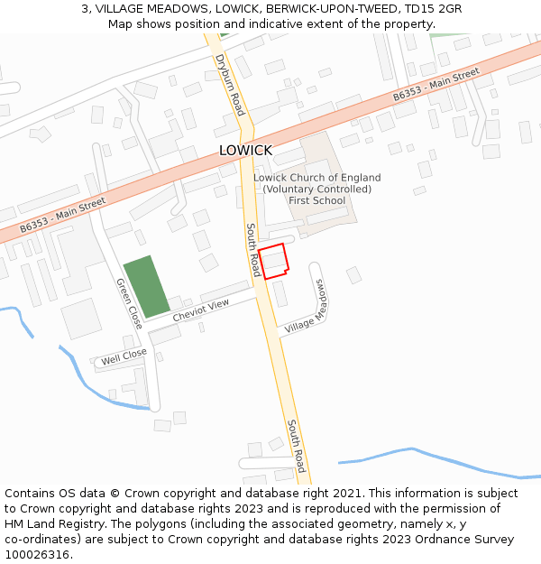 3, VILLAGE MEADOWS, LOWICK, BERWICK-UPON-TWEED, TD15 2GR: Location map and indicative extent of plot