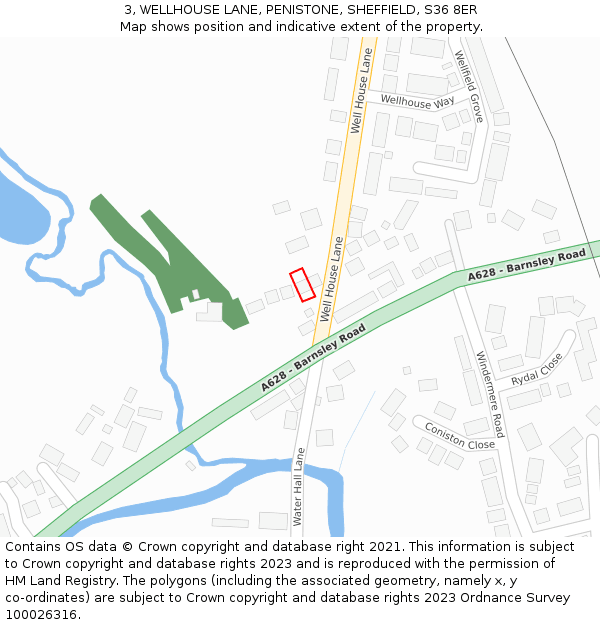 3, WELLHOUSE LANE, PENISTONE, SHEFFIELD, S36 8ER: Location map and indicative extent of plot