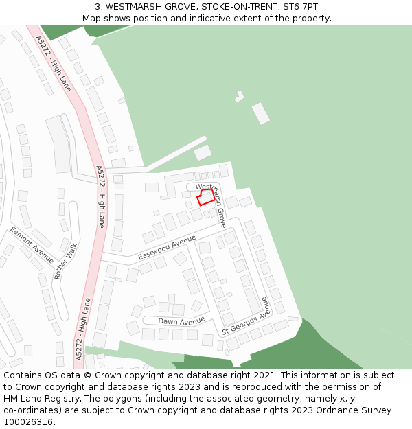 3, WESTMARSH GROVE, STOKE-ON-TRENT, ST6 7PT: Location map and indicative extent of plot