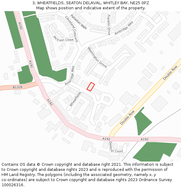 3, WHEATFIELDS, SEATON DELAVAL, WHITLEY BAY, NE25 0PZ: Location map and indicative extent of plot