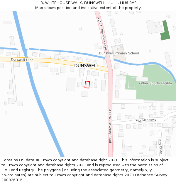 3, WHITEHOUSE WALK, DUNSWELL, HULL, HU6 0AF: Location map and indicative extent of plot