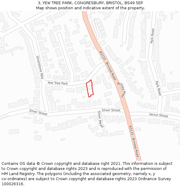 3, YEW TREE PARK, CONGRESBURY, BRISTOL, BS49 5EP: Location map and indicative extent of plot