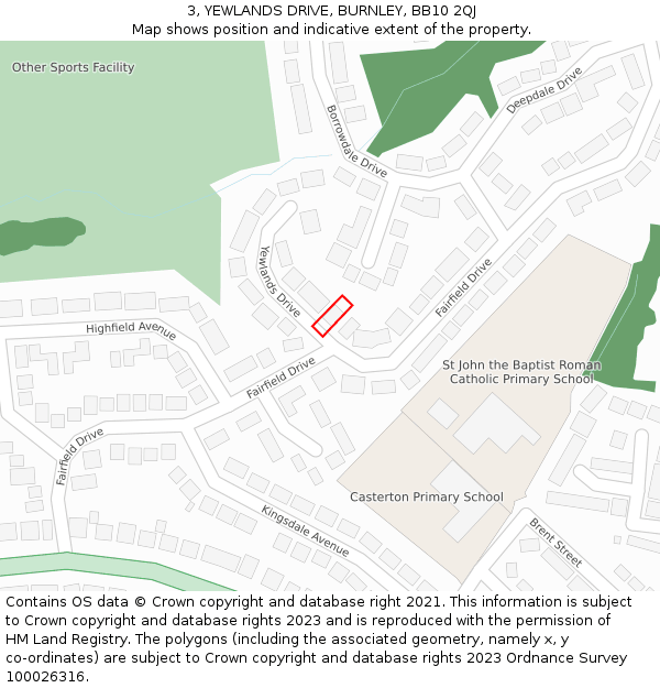 3, YEWLANDS DRIVE, BURNLEY, BB10 2QJ: Location map and indicative extent of plot