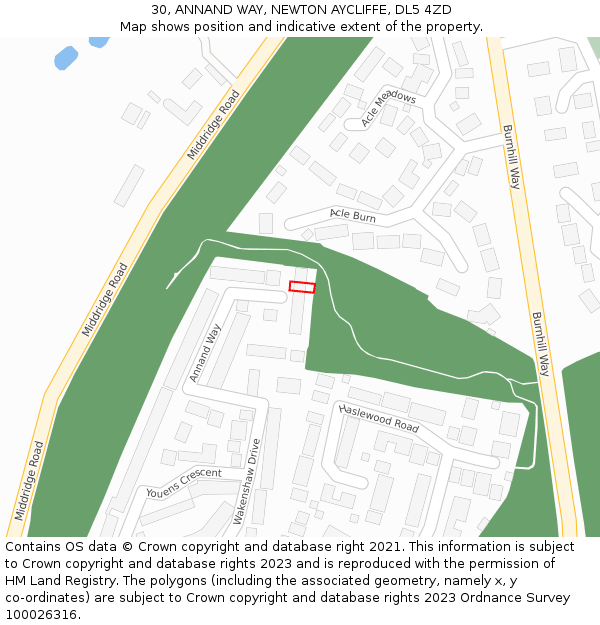 30, ANNAND WAY, NEWTON AYCLIFFE, DL5 4ZD: Location map and indicative extent of plot