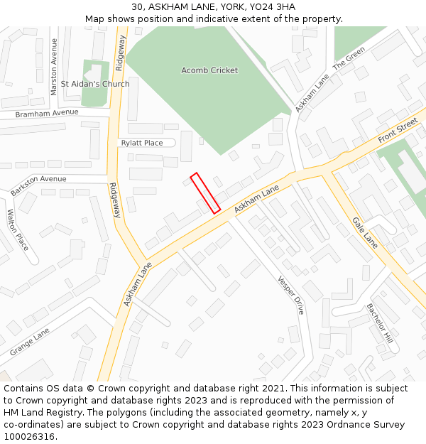 30, ASKHAM LANE, YORK, YO24 3HA: Location map and indicative extent of plot