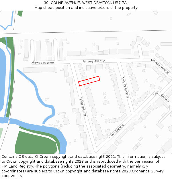 30, COLNE AVENUE, WEST DRAYTON, UB7 7AL: Location map and indicative extent of plot