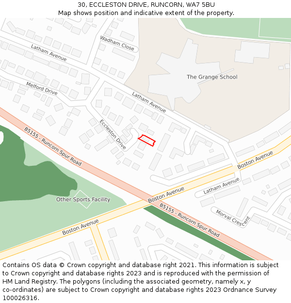 30, ECCLESTON DRIVE, RUNCORN, WA7 5BU: Location map and indicative extent of plot